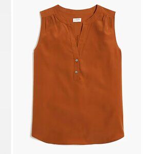 NWT JCrew Factory Sleeveless popover top Redwood Branch Rust Dark Orange Small